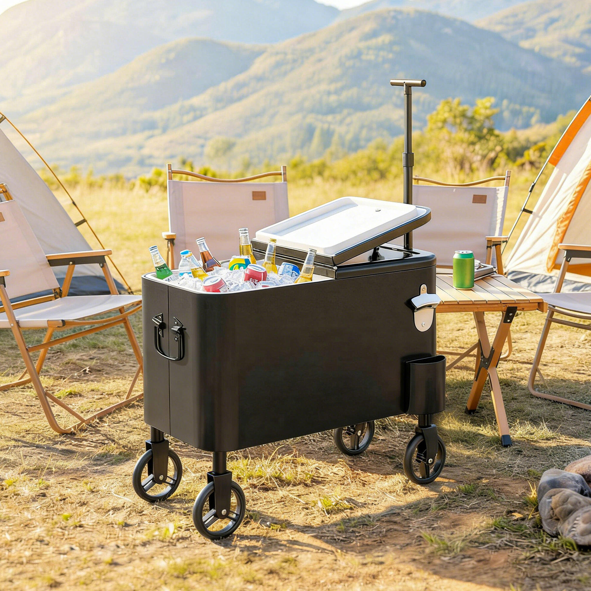 Carrito Nevera Outsunny 75x35x120 cm Negro 2/5
