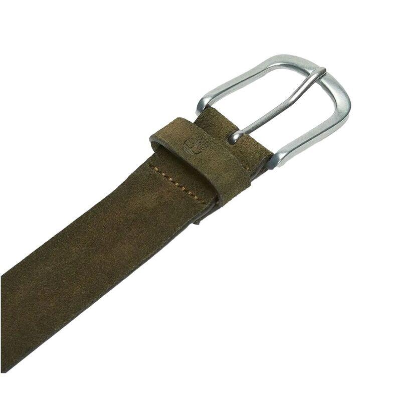Cinturón verde Timberland Soft Suede Belt 35mm Olive Green de Hebilla Plateada 2/4