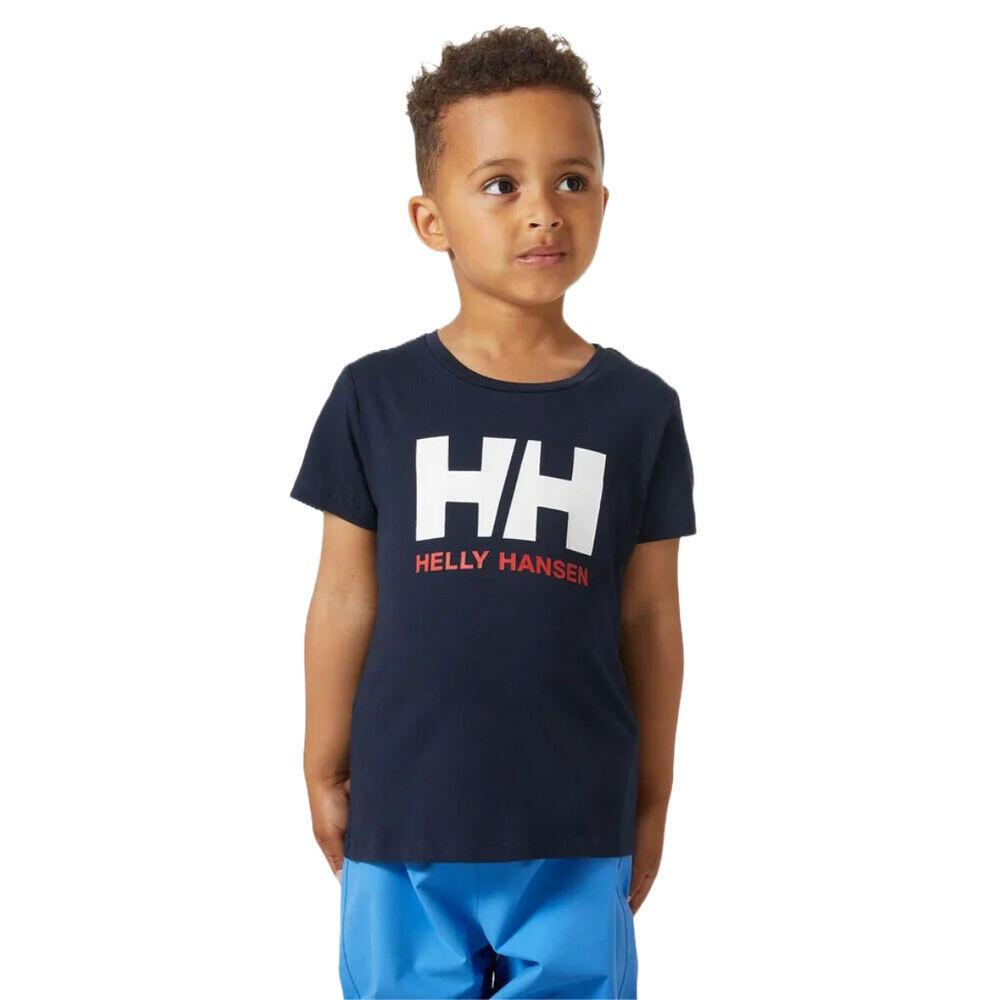 Camiseta Azul Helly Hansen Logo T-shirt Niño Navy Estilo Casual 3/5