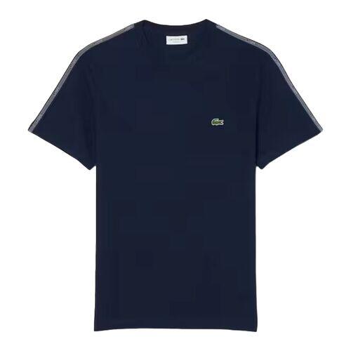 Camiseta Azul Marino Lacoste con Raya en la Manga de Estilo Casual y Deportivo 4/4