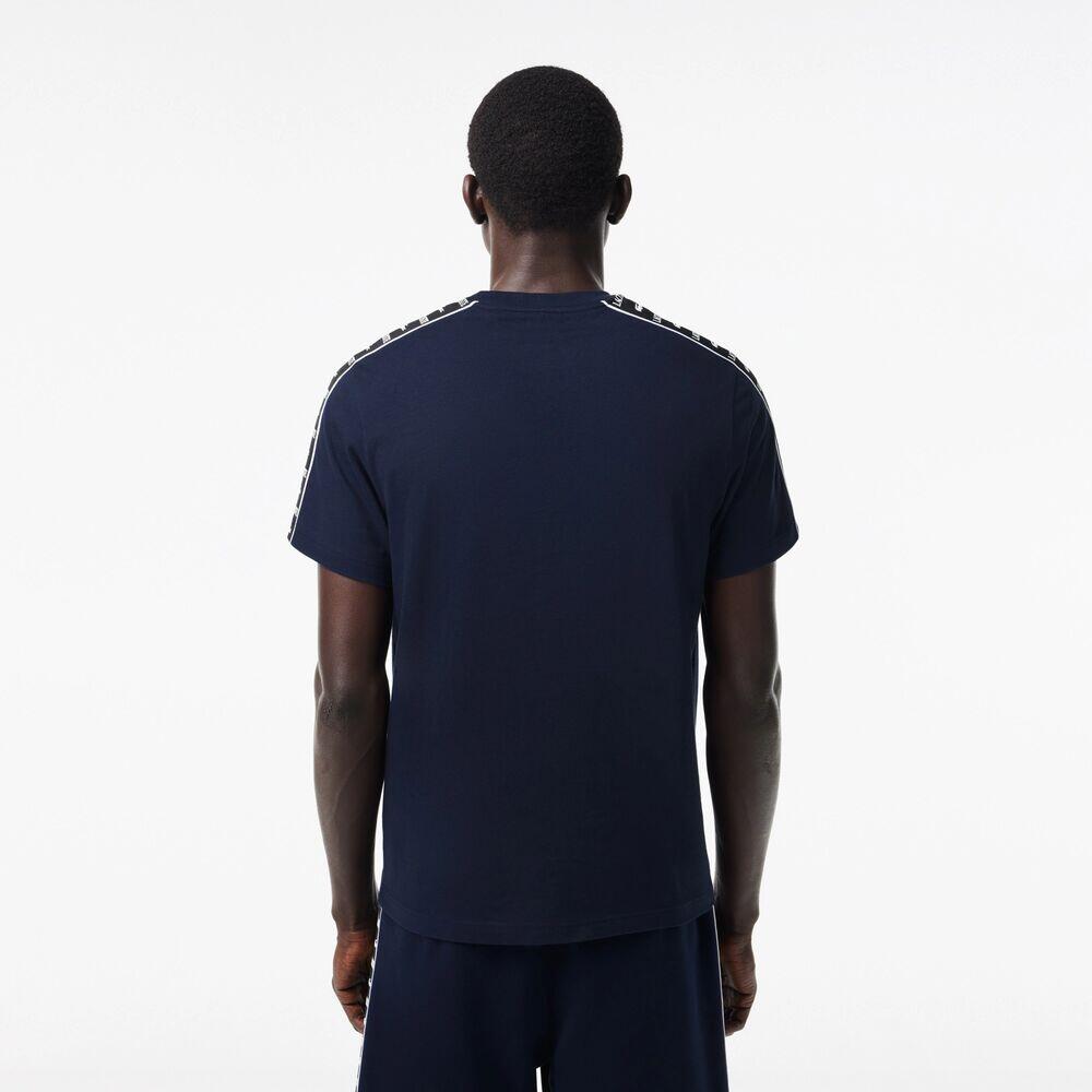 Camiseta Azul Marino Lacoste con Rayas de Logo 2/4