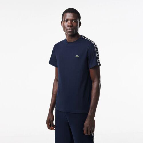 Camiseta Azul Marino Lacoste con Rayas de Logo 4/4