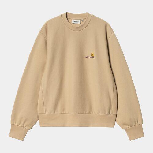 Sudadera Beige Carhartt American Script Sweatshirt Sable 3/4