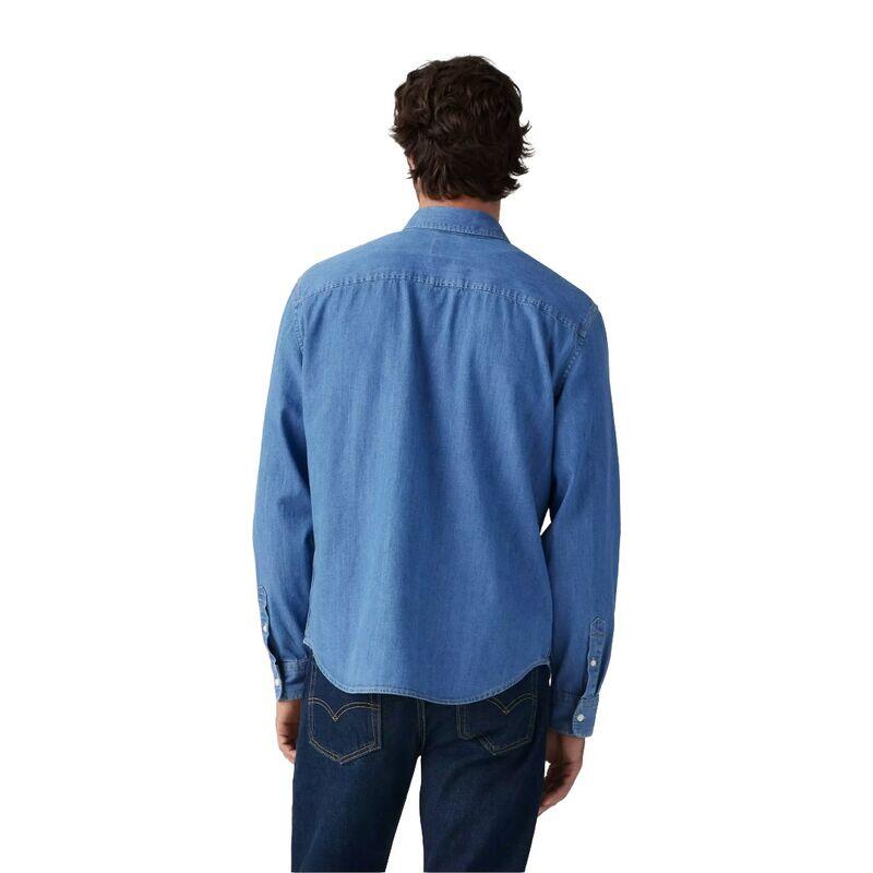 Camisa Azul Levis Authentic con Botones Woodrow Mid Wash de Corte Holgado 3/4