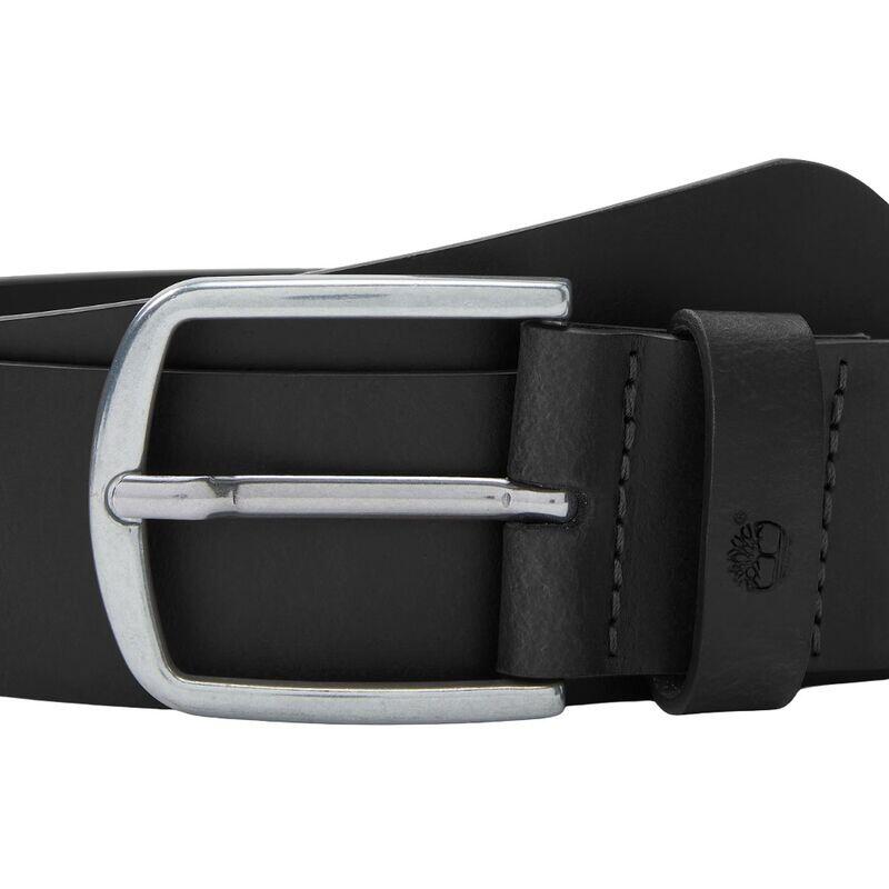 Cinturón Negro Timberland Bluff Point Leather Belt Black Con Hebilla Redonda 2/4