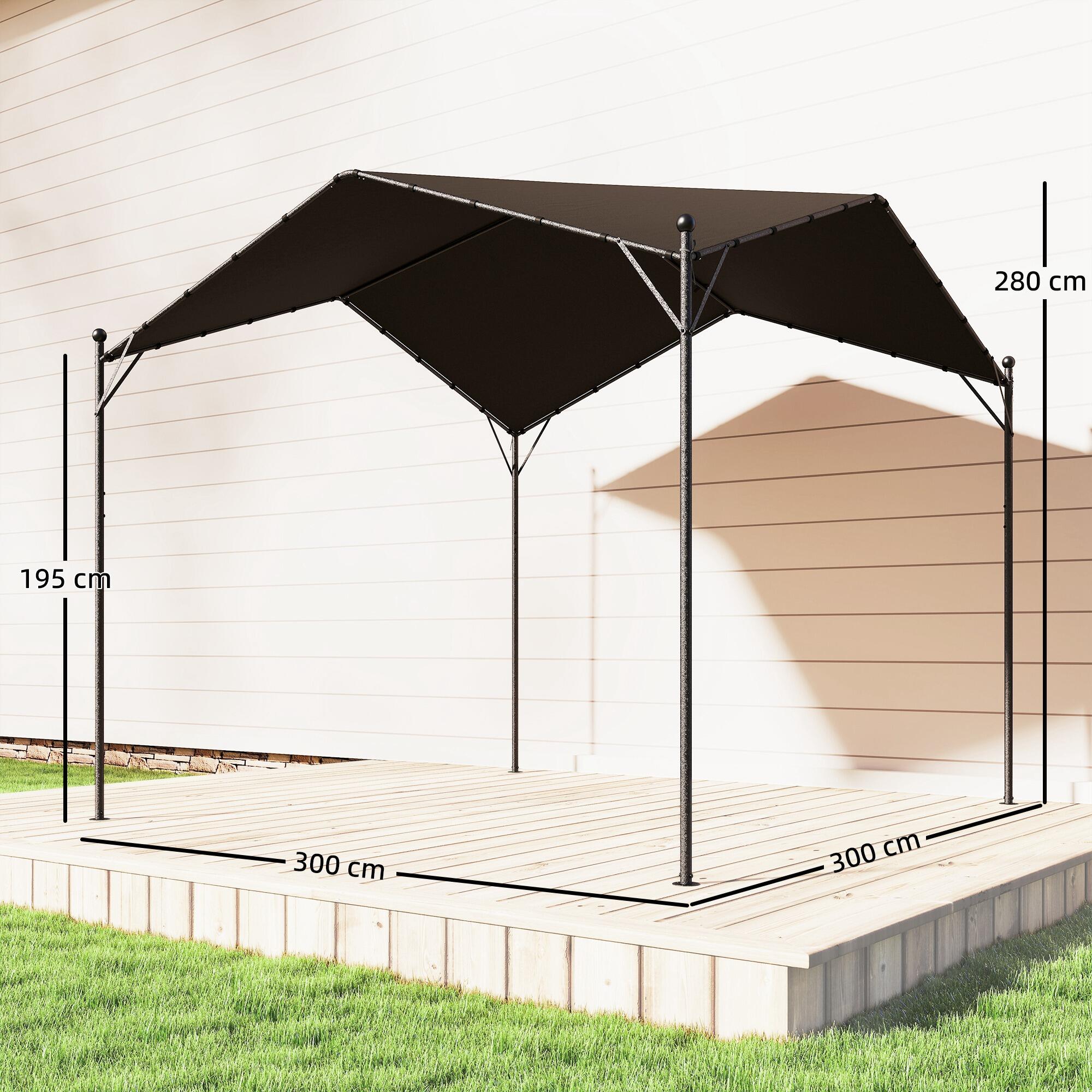 Pérgola Outsunny 300x300x280 cm Gris oscuro 3/5