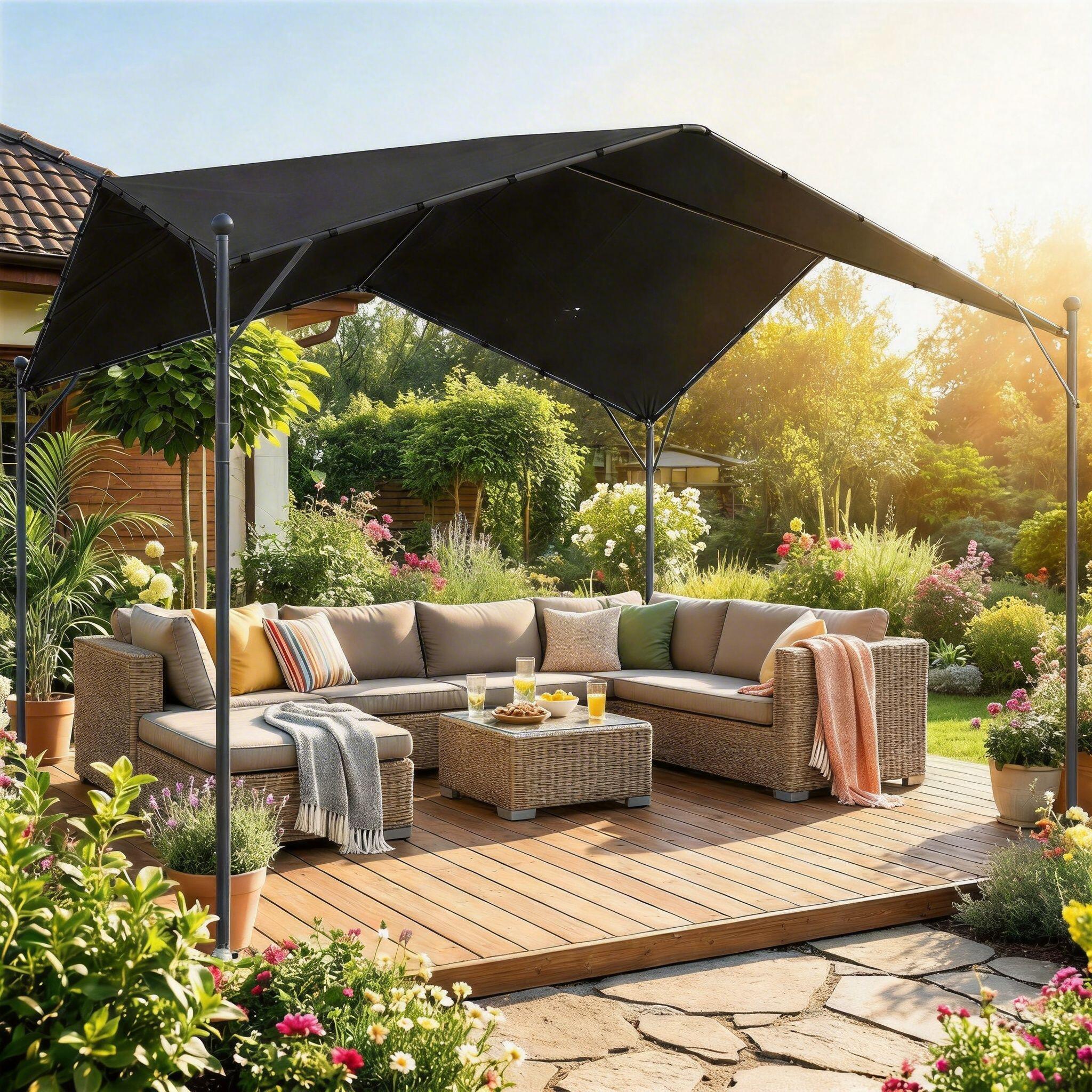 Pérgola Outsunny 300x300x280 cm Gris oscuro 2/5