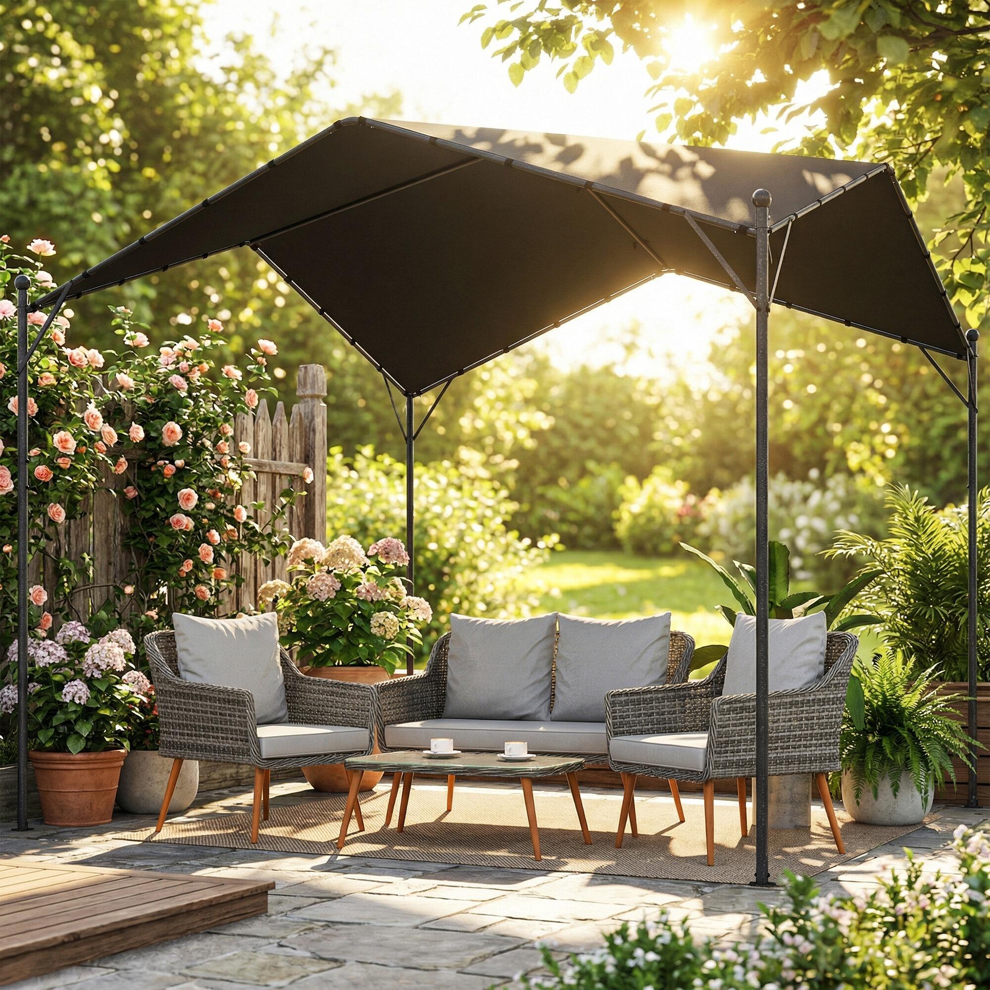 Pérgola Outsunny 300x300x280 cm Gris oscuro 5/5