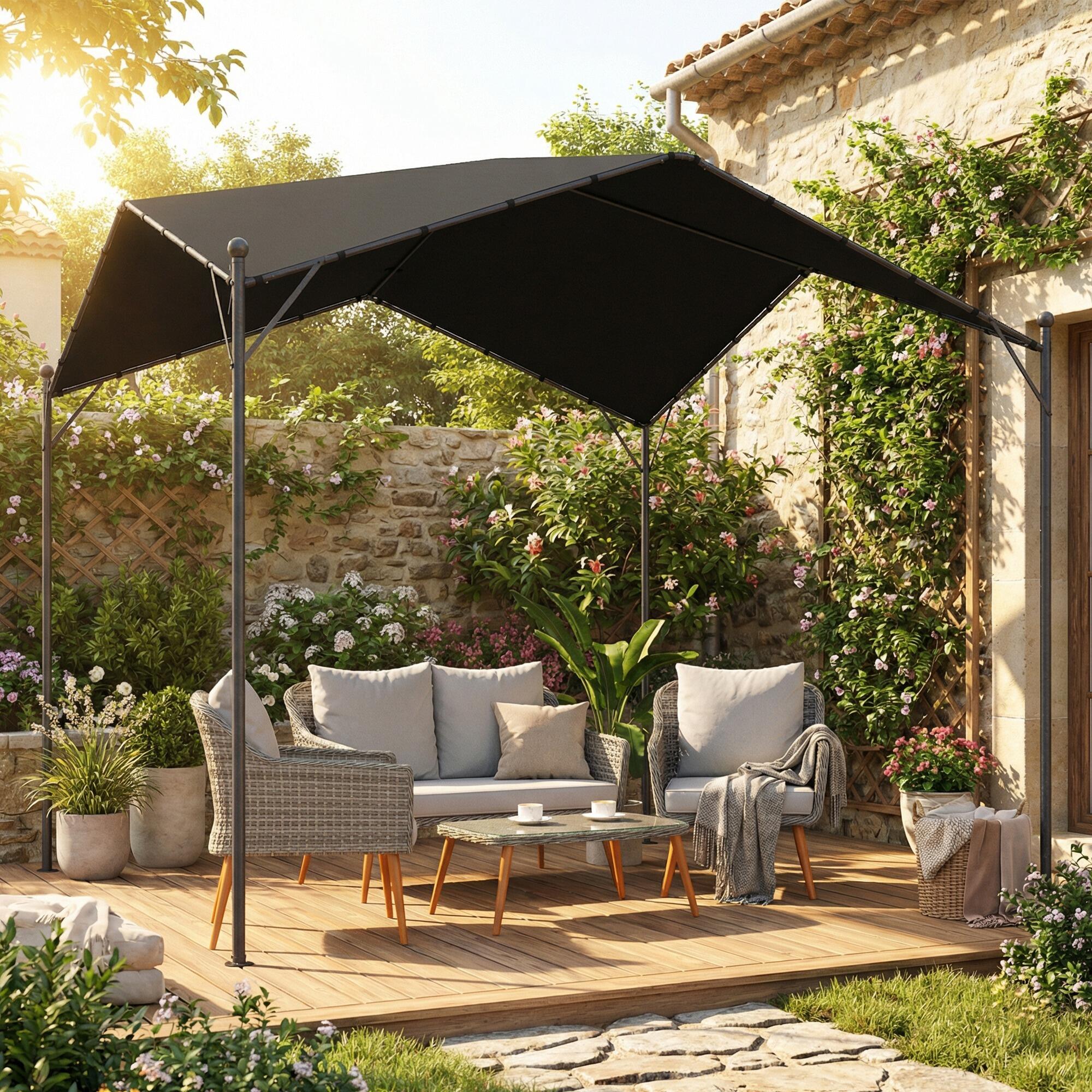Pérgola Outsunny 300x300x280 cm Gris oscuro 4/5