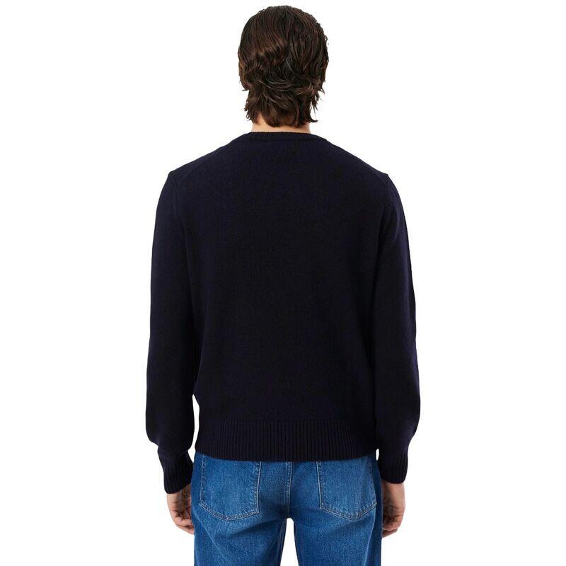 Jersey Azul Marino Lacoste de Lana Cardada Tricot Datte Chine Clásico y Cálido 3/4