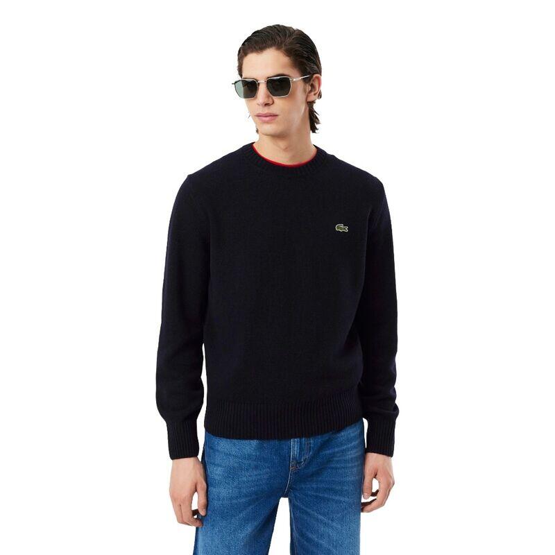 Jersey Azul Marino Lacoste de Lana Cardada Tricot Datte Chine Clásico y Cálido 2/4