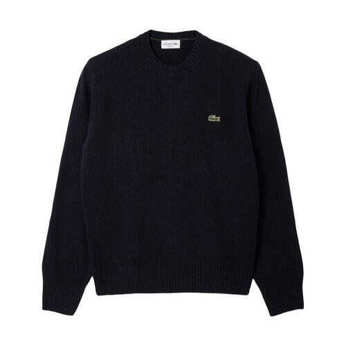 Jersey Azul Marino Lacoste de Lana Cardada Tricot Datte Chine Clásico y Cálido 4/4