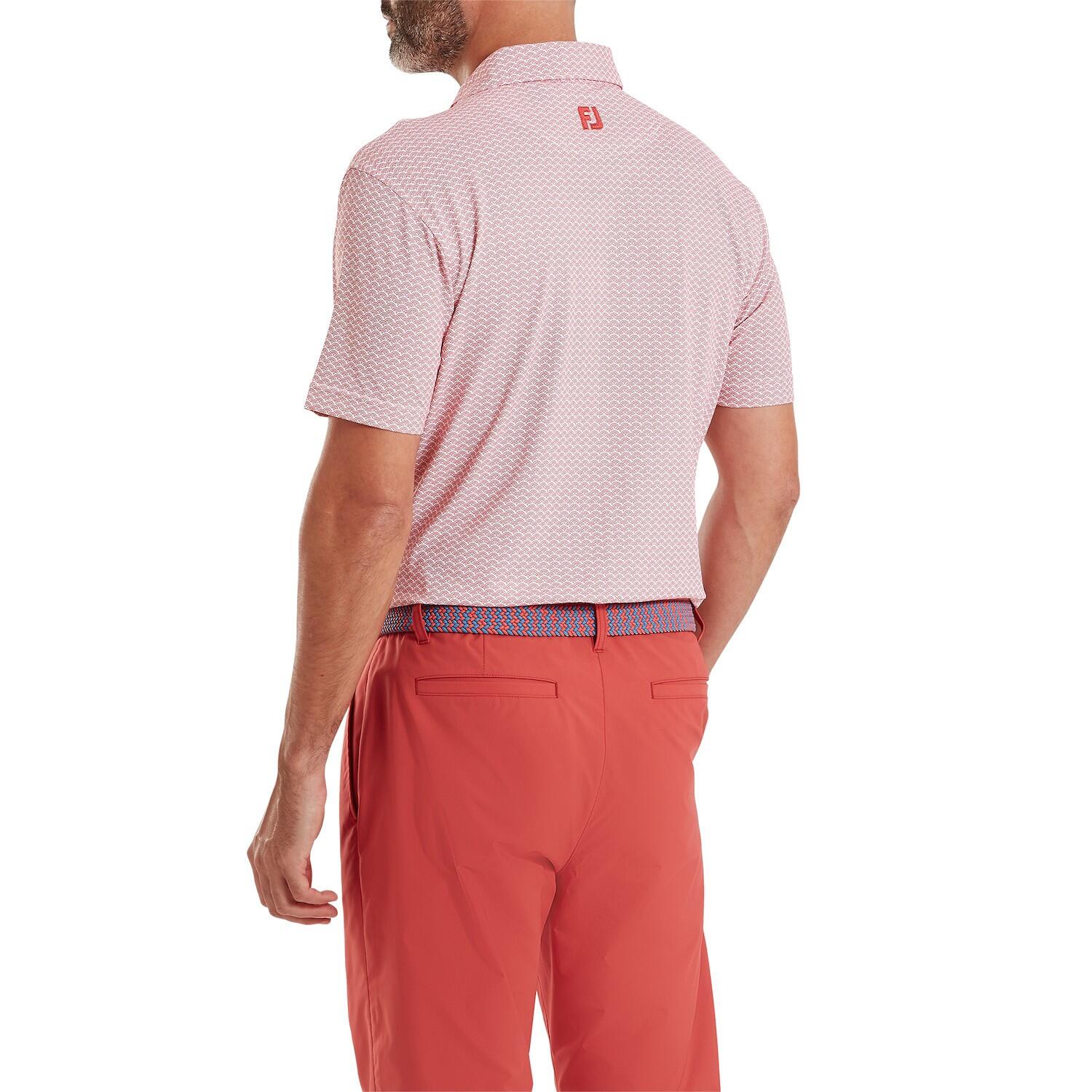 Polo Golf Footjoy Scallop Geo Pique Hombre Rojo 2/5