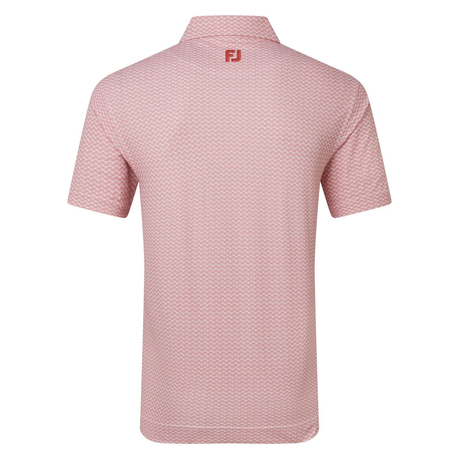 Polo Golf Footjoy Scallop Geo Pique Hombre Rojo 5/5