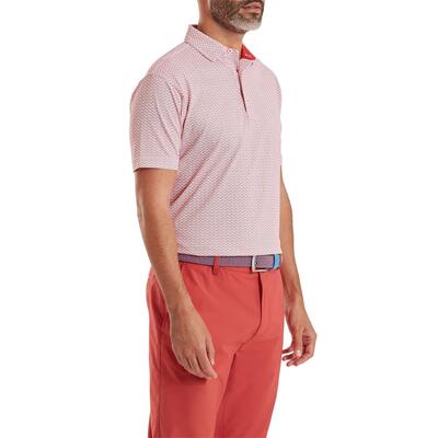 Polo da golf da uomo Footjoy Scallop Geo Pique rossa