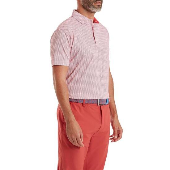 Polo da golf da uomo Footjoy Scallop Geo Pique rossa