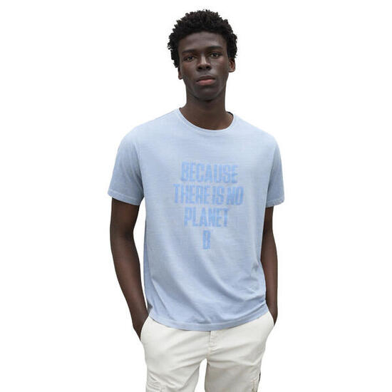 Camiseta Azul de Manga Larga Ecoalf Min Dusty Blue con Cuello Redondo