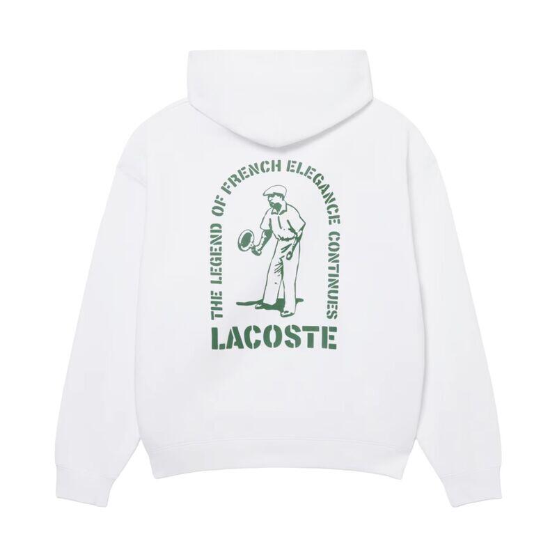 Sudadera Blanca Lacoste con Capucha de Corte Moderno y Holgado 2/5