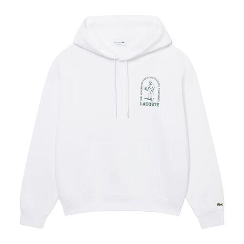 Sudadera Blanca Lacoste con Capucha de Corte Moderno y Holgado 5/5