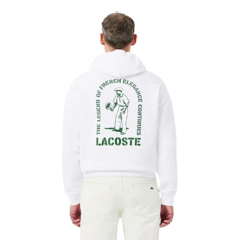 Sudadera Blanca Lacoste con Capucha de Corte Moderno y Holgado 4/5