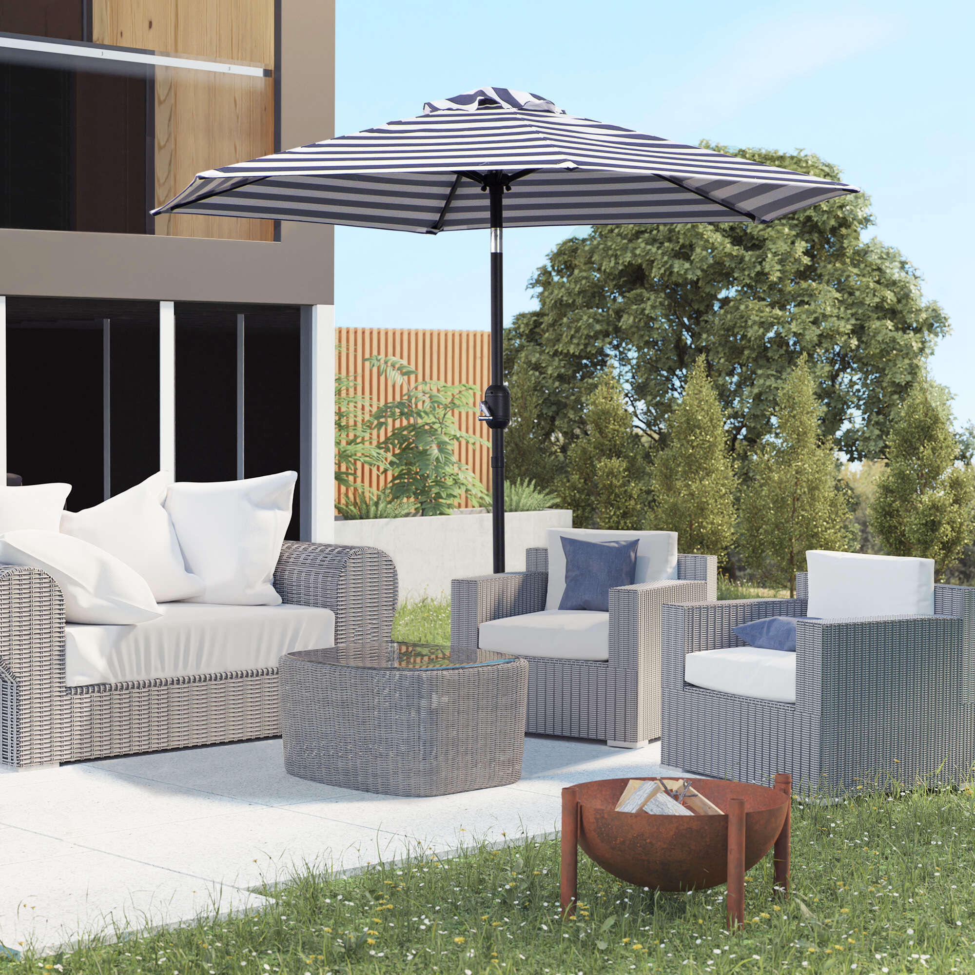Sombrilla Terraza Outsunny 230x230x216 cm Azul y Blanco 4/5