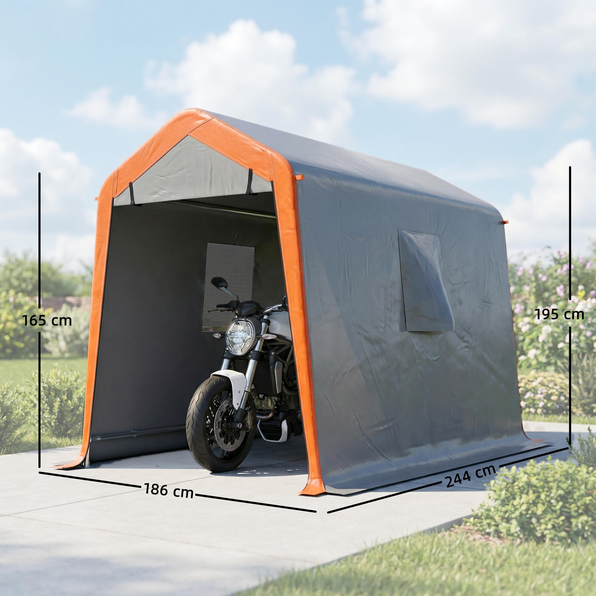 Carpa para Garaje Outsunny 244x186x195 cm Gris Claro 3/5