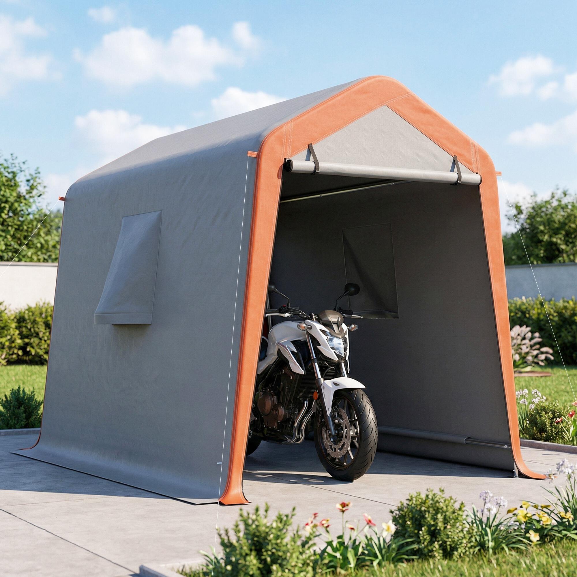 Carpa para Garaje Outsunny 244x186x195 cm Gris Claro 2/5