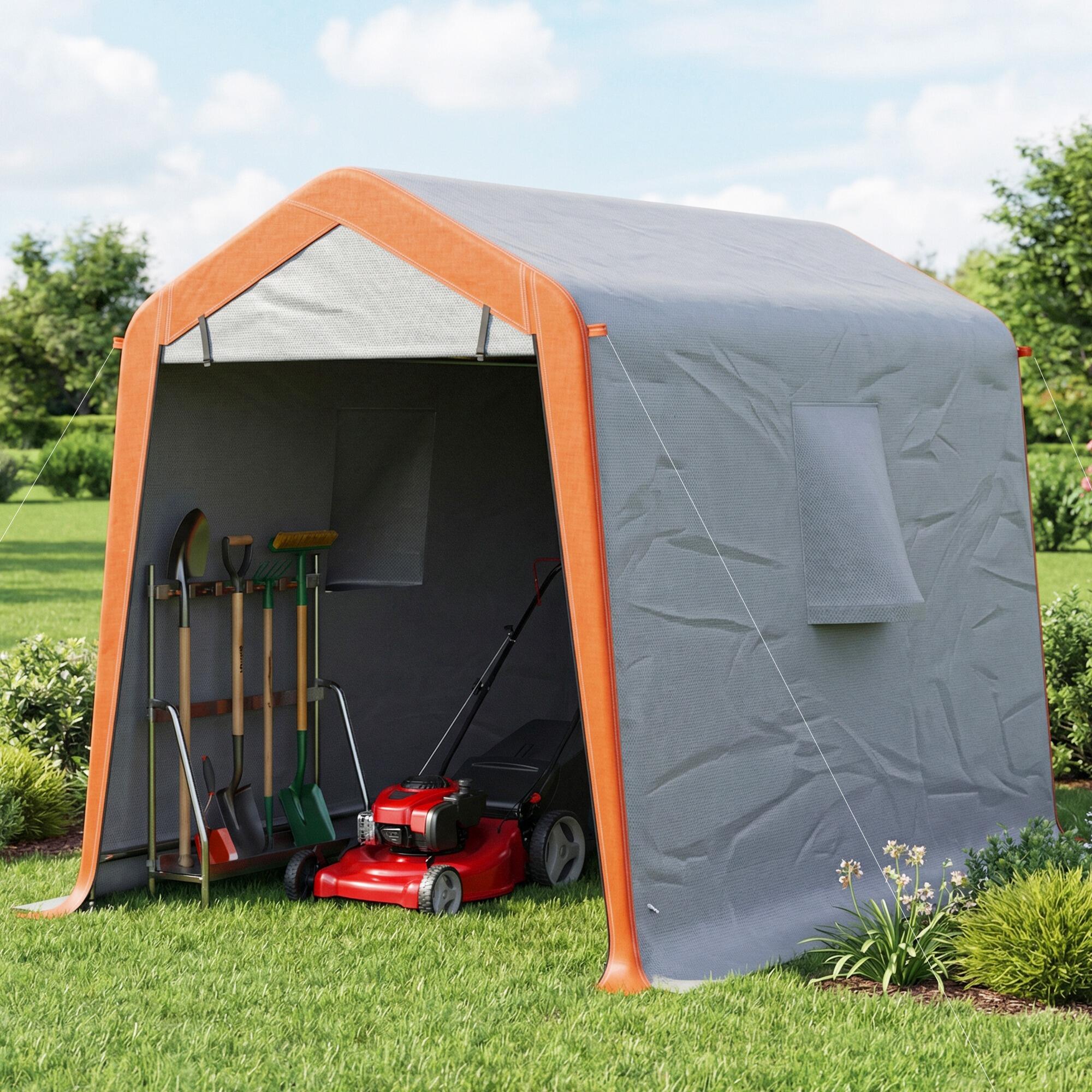 Carpa para Garaje Outsunny 244x186x195 cm Gris Claro 5/5