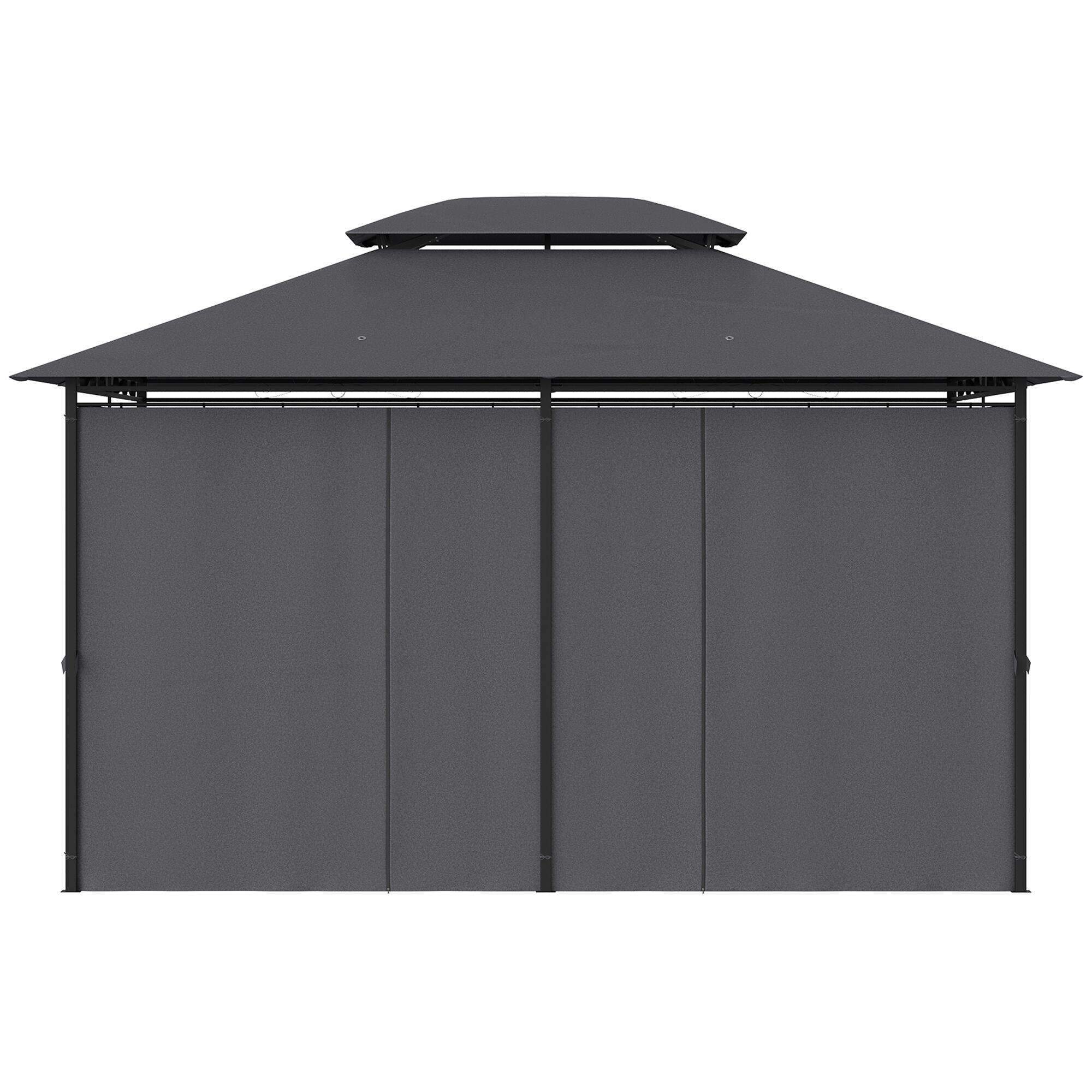 Cenador para Jardín Outsunny 400x300x280 cm Gris 5/5