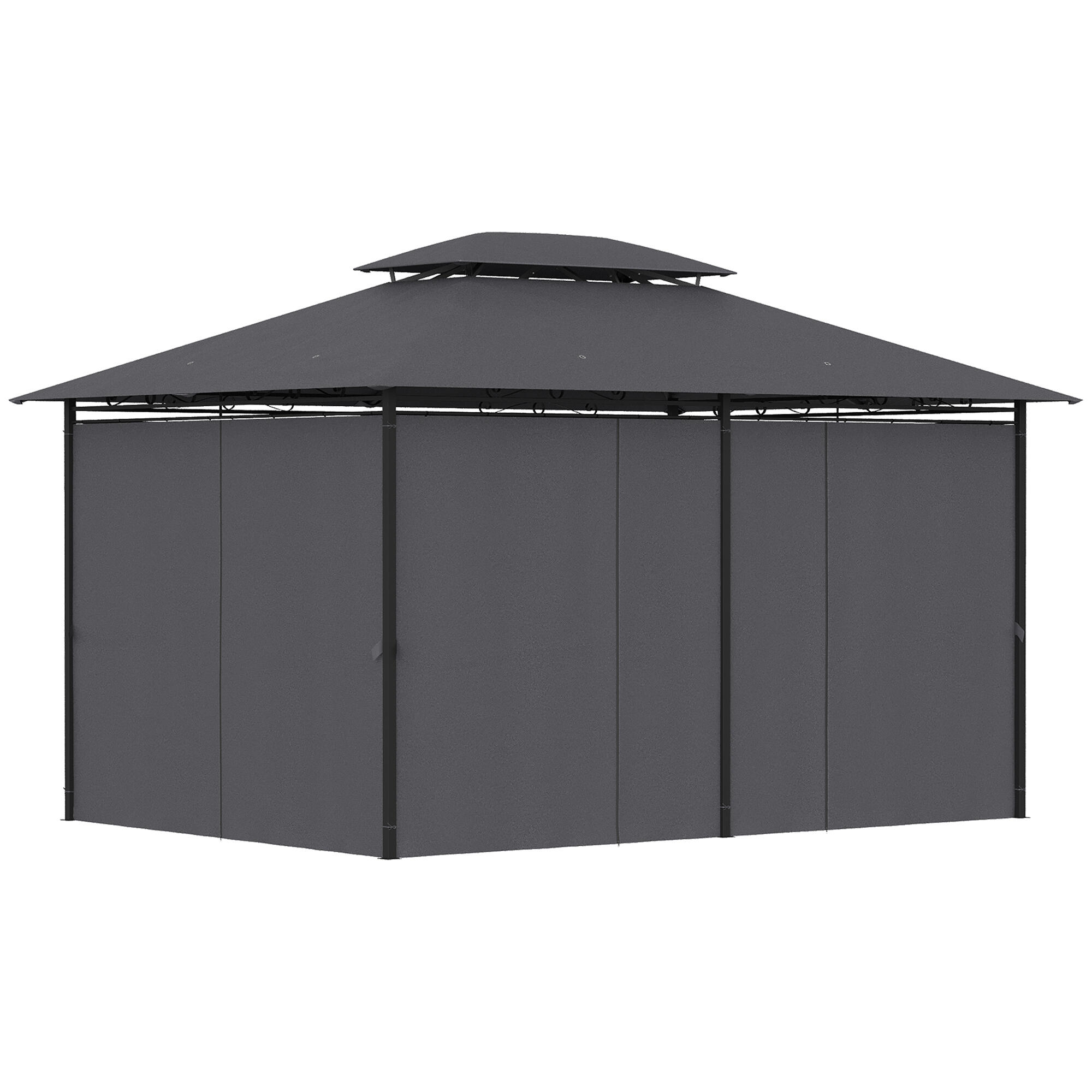 Cenador para Jardín Outsunny 400x300x280 cm Gris 4/5