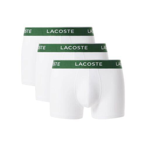 Pack 3 Calzoncillos Blancos Lacoste de Algodón Elástico con Goma Verde 3/4