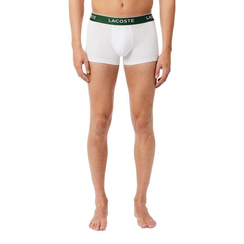 Pack 3 Calzoncillos Blancos Lacoste de Algodón Elástico con Goma Verde 2/4