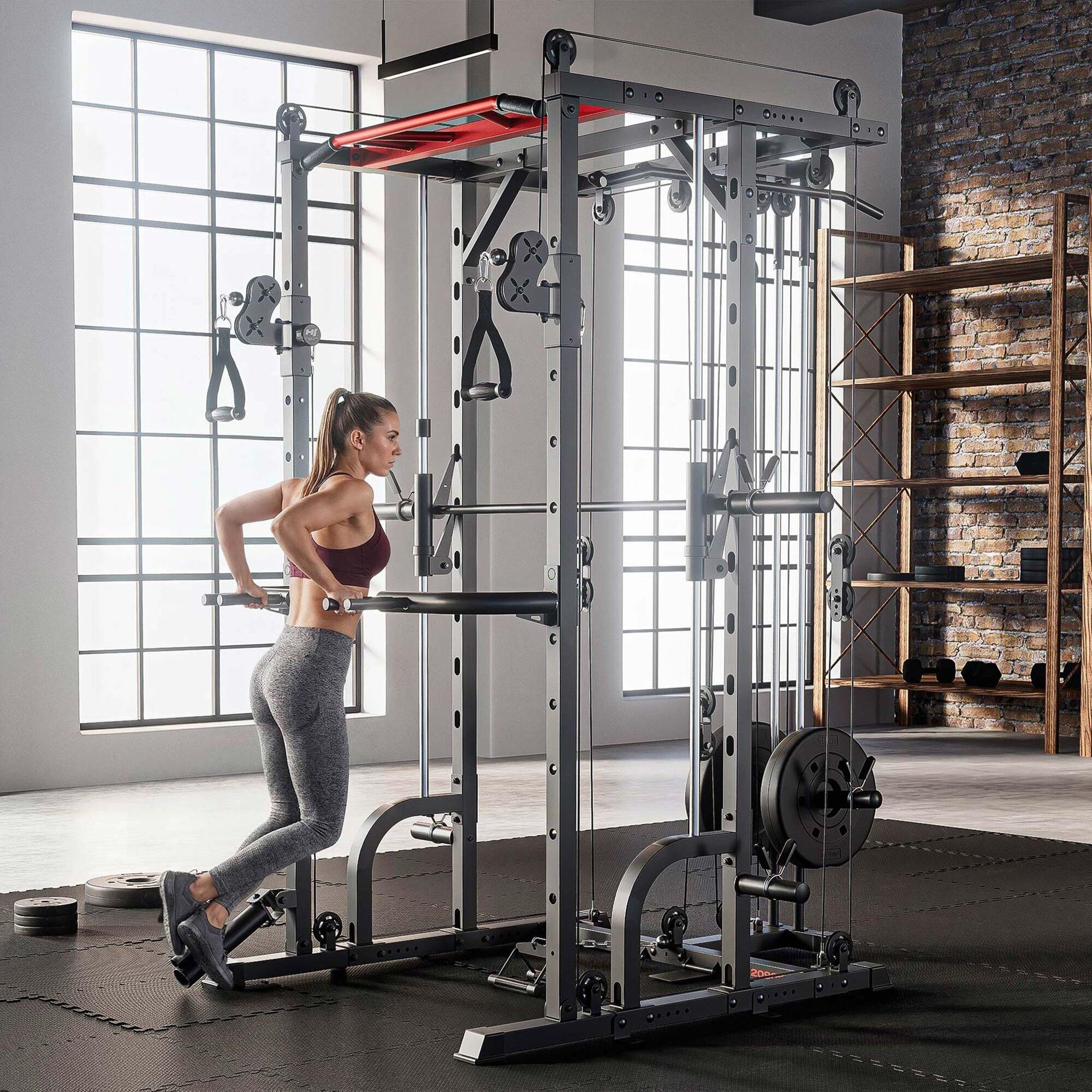 Klatka do treningu siłowego Power Rack Hop-Sport HS-2090K z wyciągiem i suwnicą 7/7