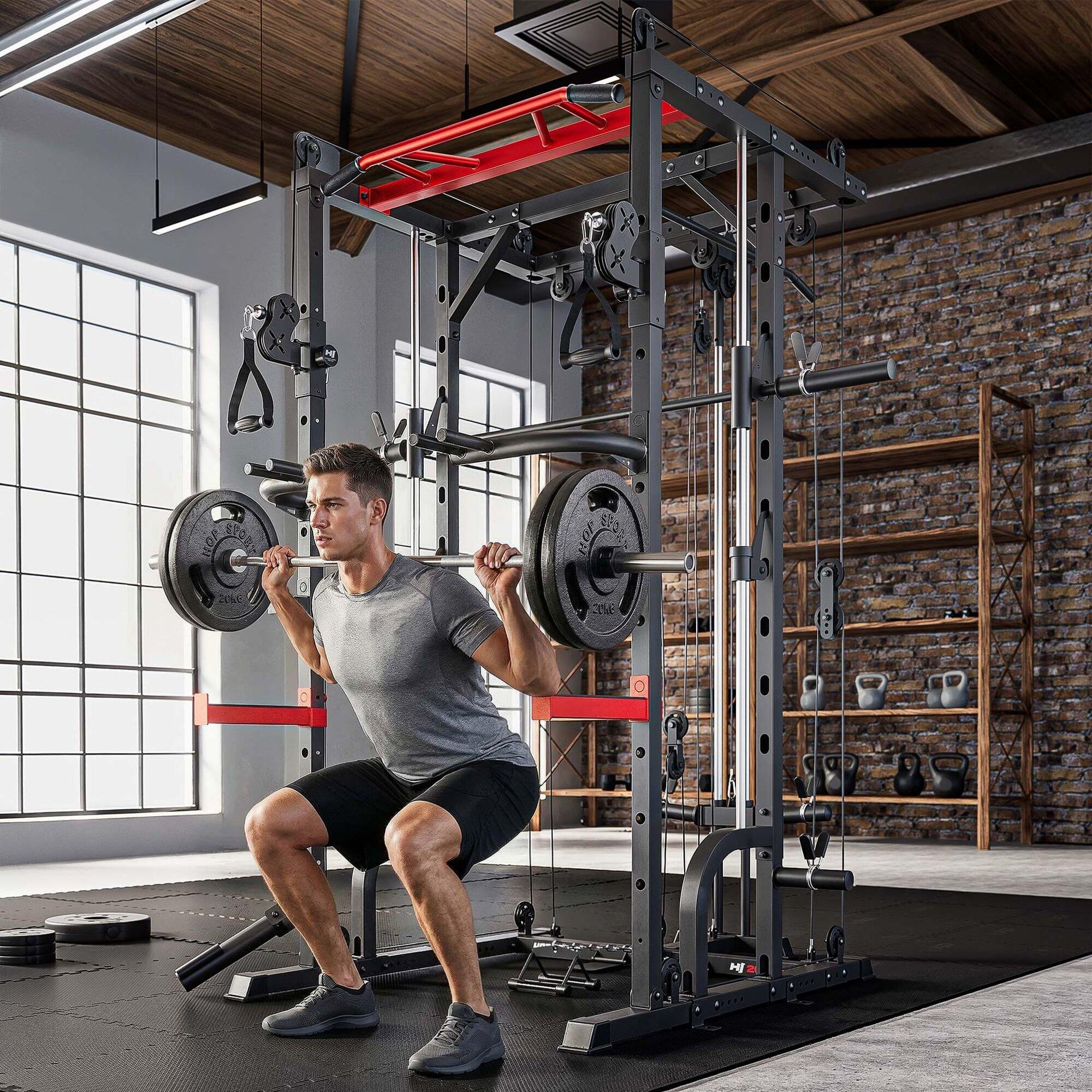 Klatka do treningu siłowego Power Rack Hop-Sport HS-2090K z wyciągiem i suwnicą 4/7