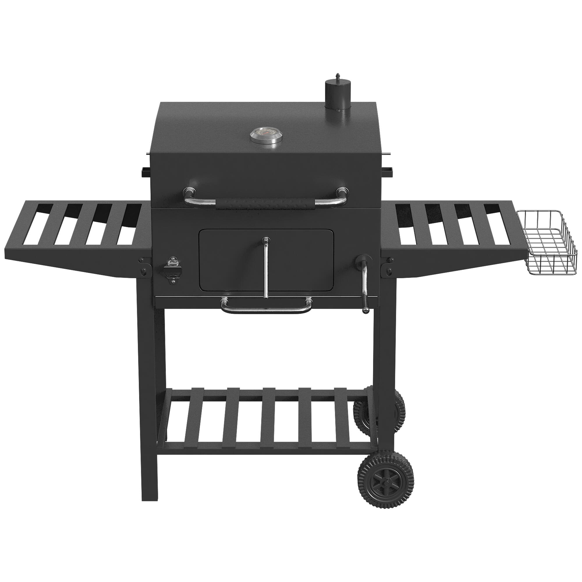 Barbacoa de Carbón Outsunny 133.5x65x110 cm Negro 5/5