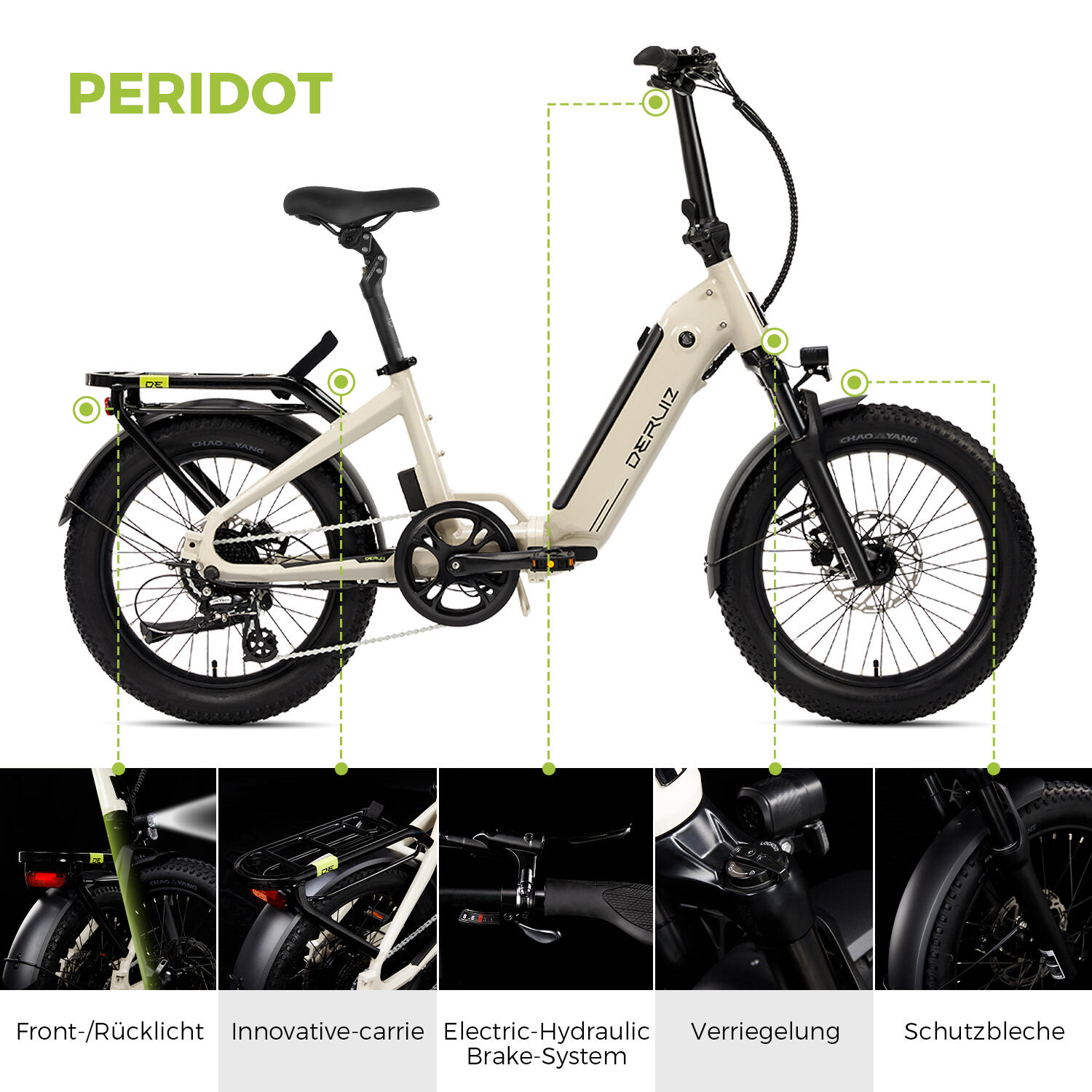 Peridot Bicicleta Eléctrica 20" 250W 55Nm 48V 500Wh Shimano 8 Vel. 4/8