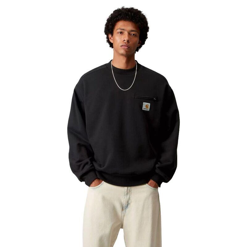 Sudadera Negra Carhartt Detroit Sweatshirt Black Stone Washed de Corte Balloon 3/5