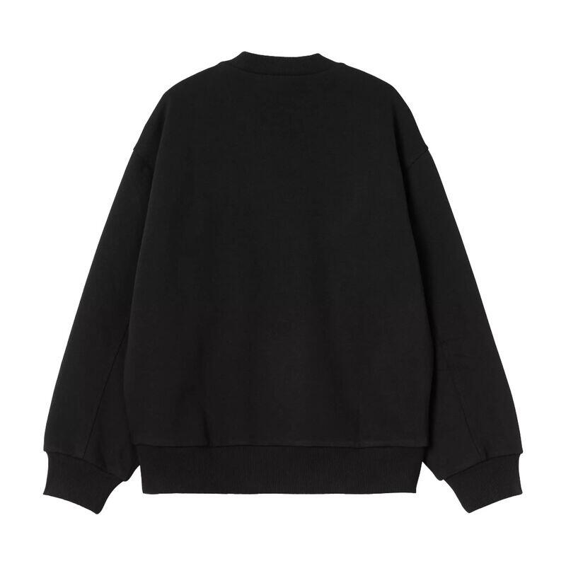 Sudadera Negra Carhartt Detroit Sweatshirt Black Stone Washed de Corte Balloon 2/5