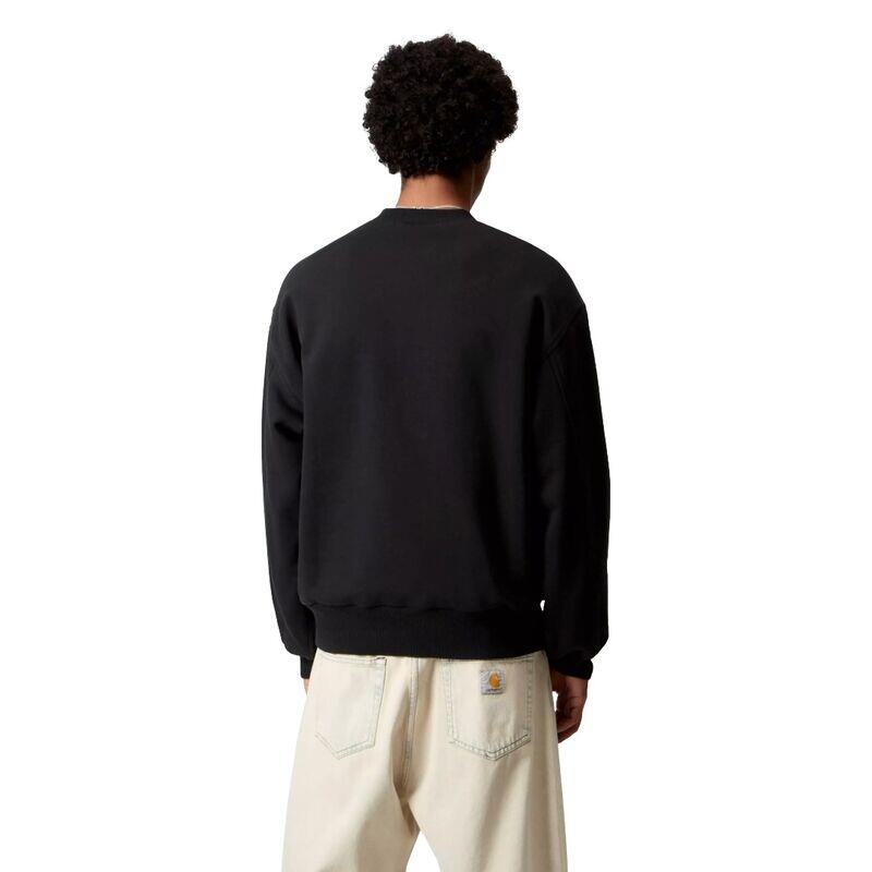 Sudadera Negra Carhartt Detroit Sweatshirt Black Stone Washed de Corte Balloon 4/5