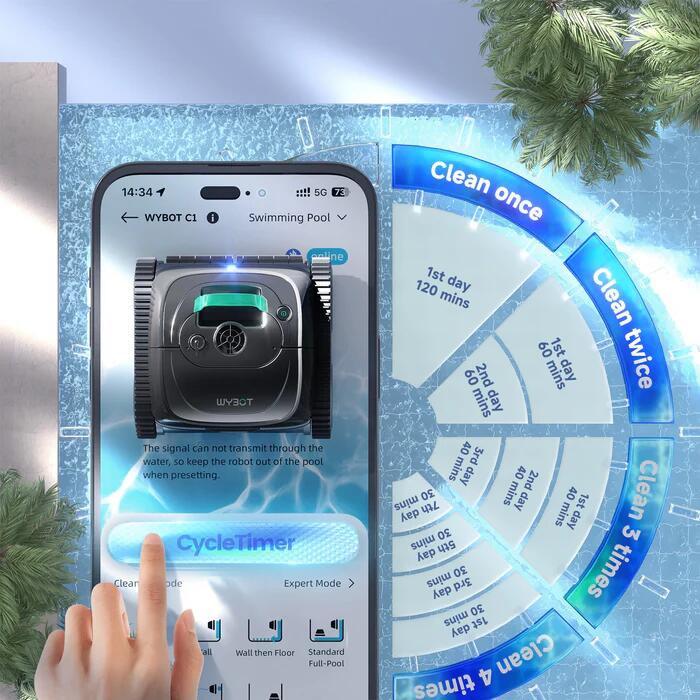 WYBOT C1 Roboter-Poolreiniger, 150 Min, für Einbau- & Aufstellpools 5/7