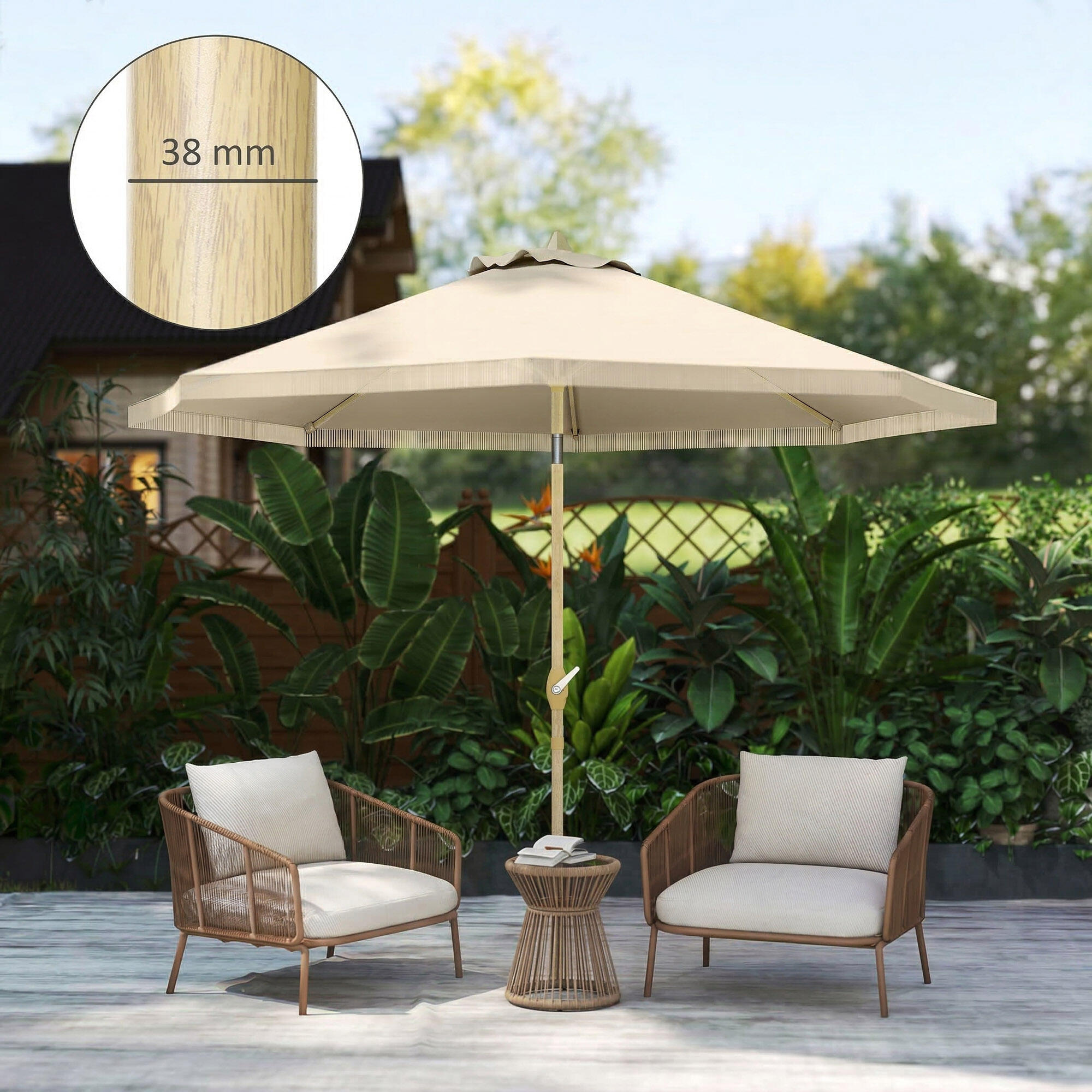 Sombrilla de Terraza Outsunny 265x265x244 cm Crema 3/6