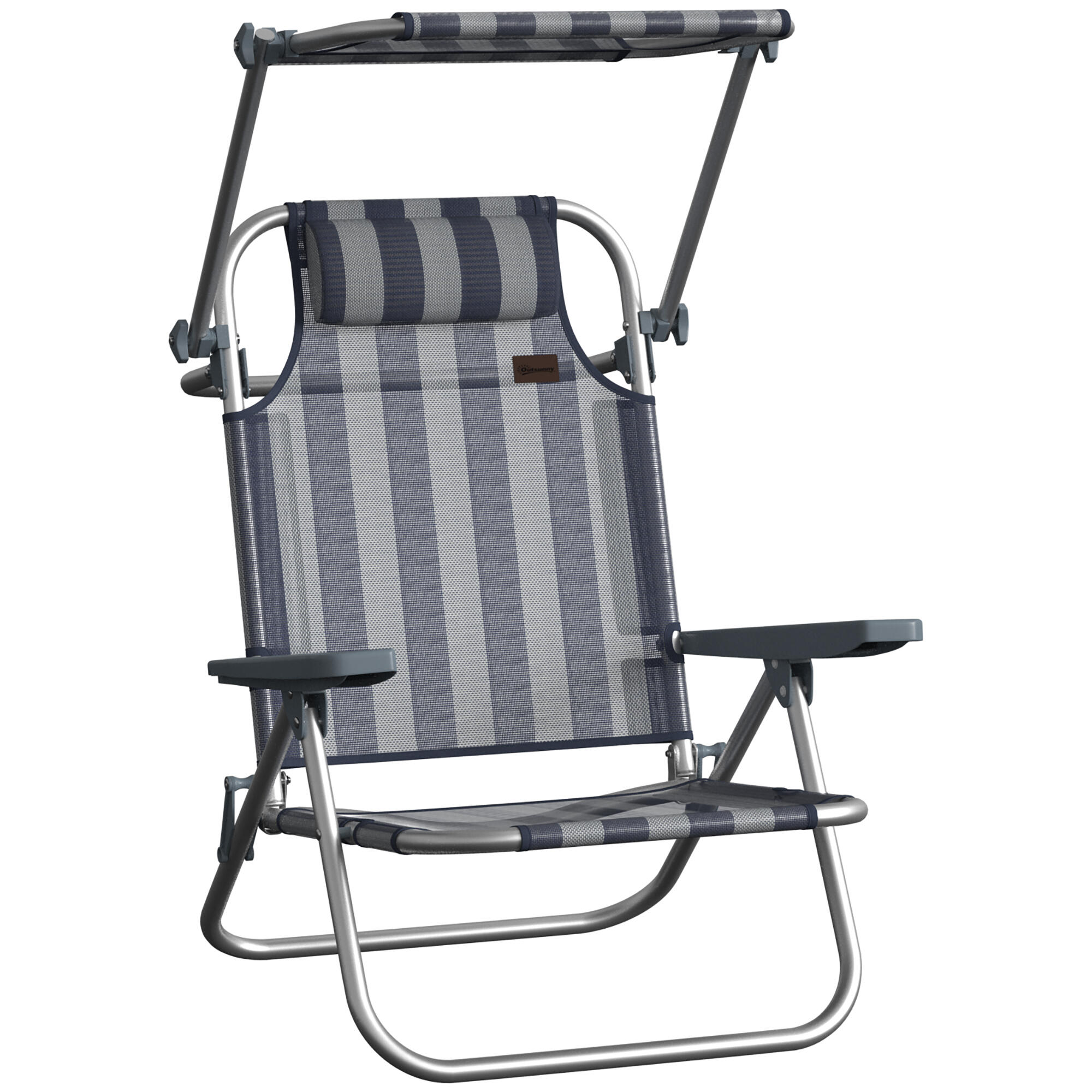 Sillas de Playa Outsunny 62x68x79 cm Azul y Blanco 5/5