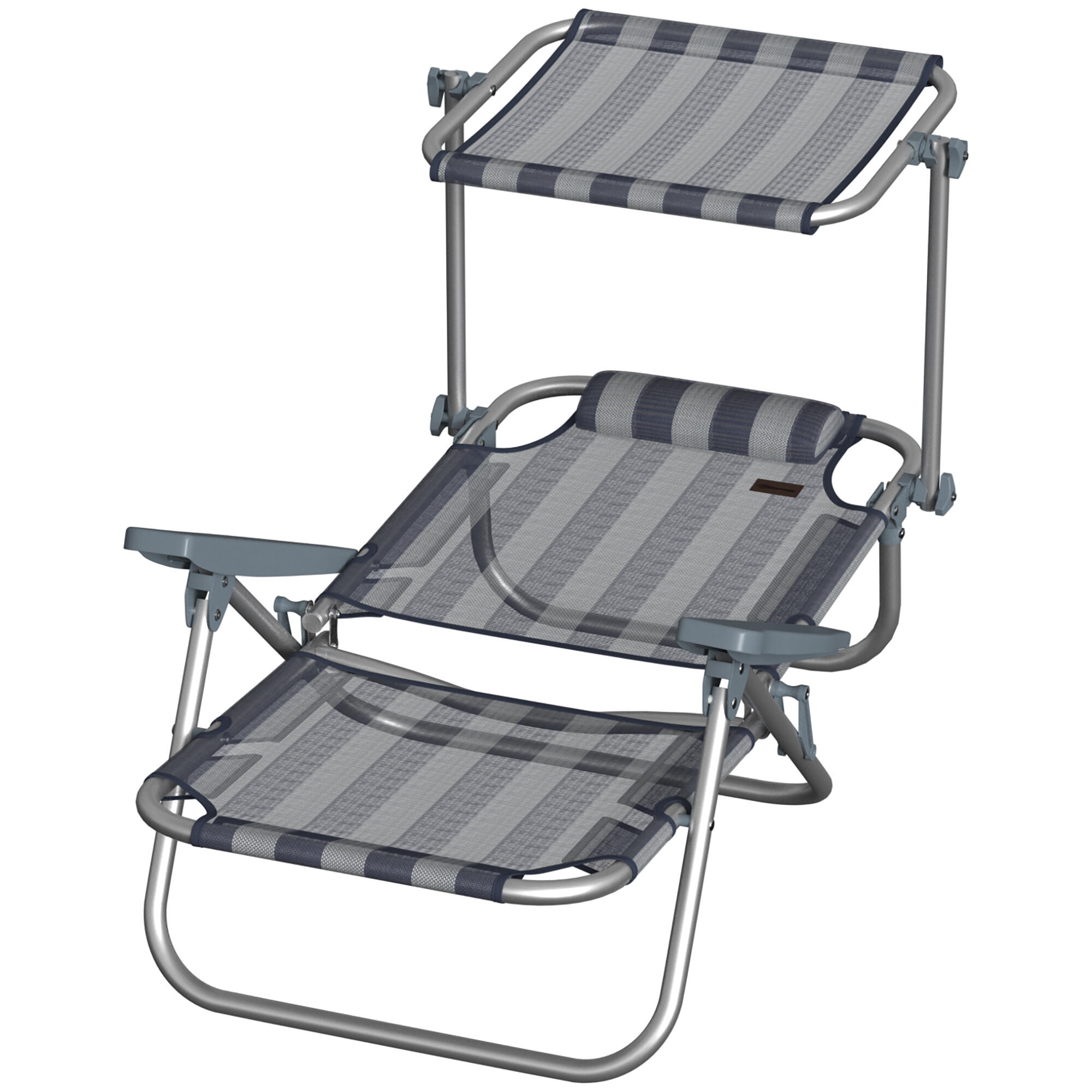 Sillas de Playa Outsunny 62x68x79 cm Azul y Blanco 4/5