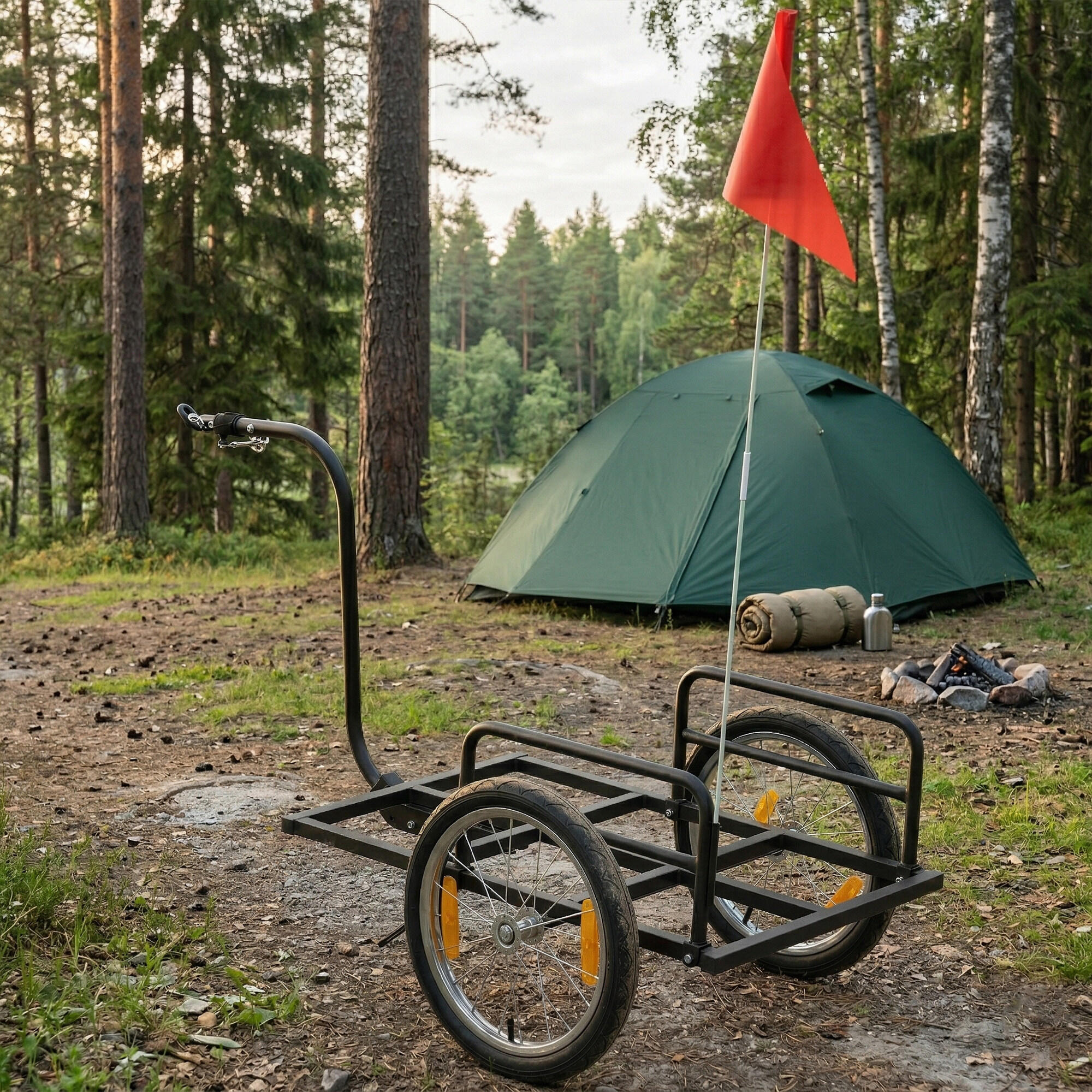 Remolque para Bicicleta SPORTNOW 145x60x42 cm Negro 2/5