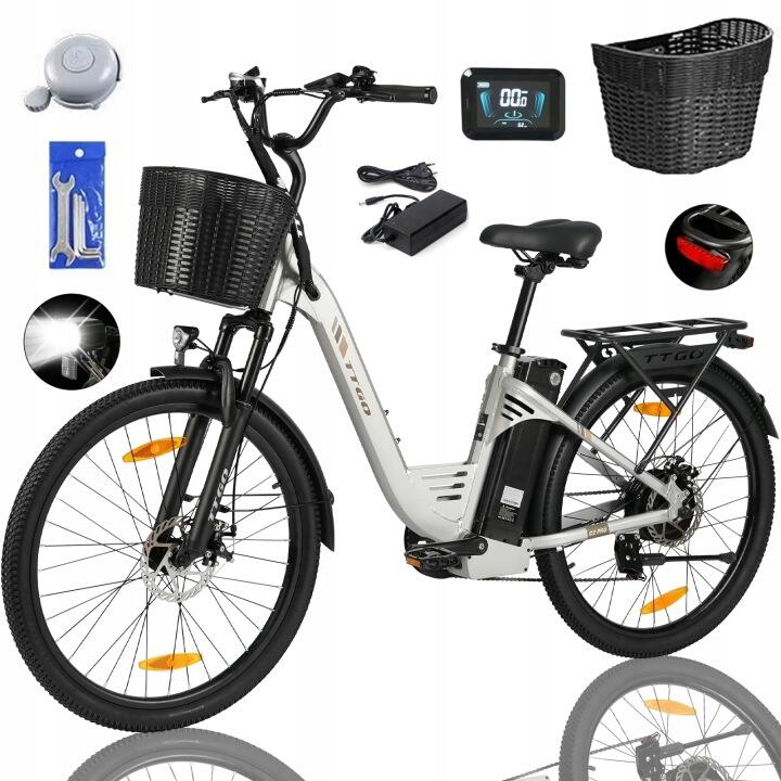 E-Bike entrada baixa C2 Pro 120km bicicleta elétrica unissex prata 3/8