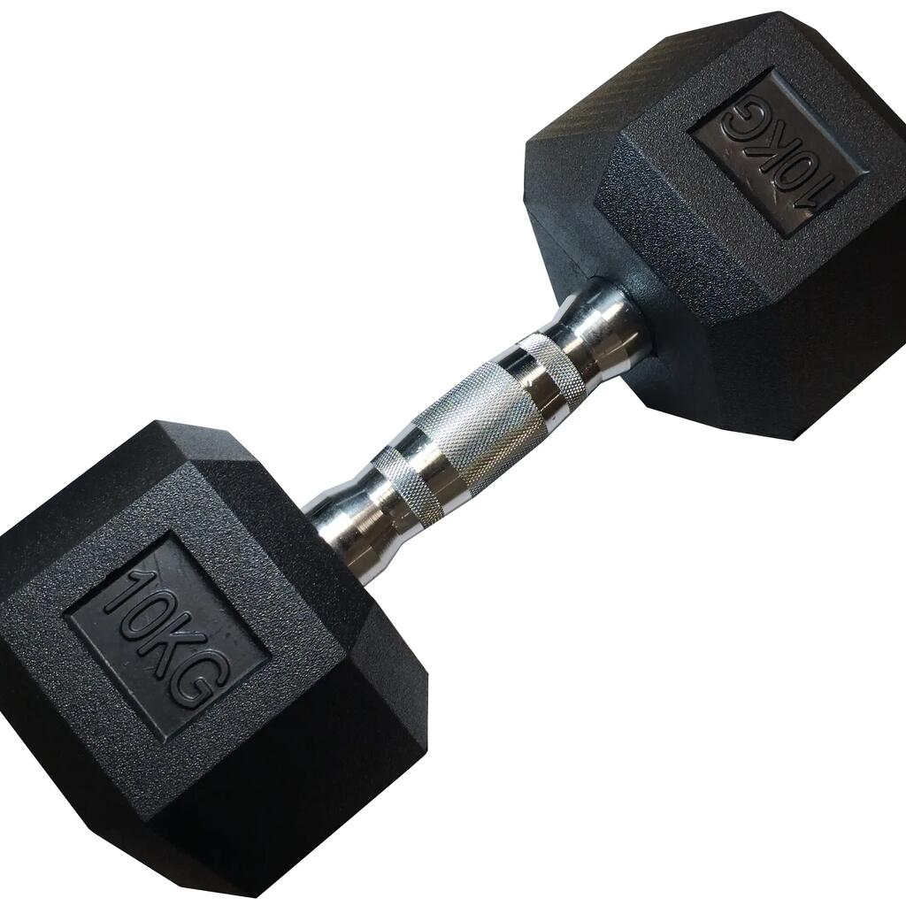 Jednoručná šesťhranná činka HEX 10 kg pogumovaná