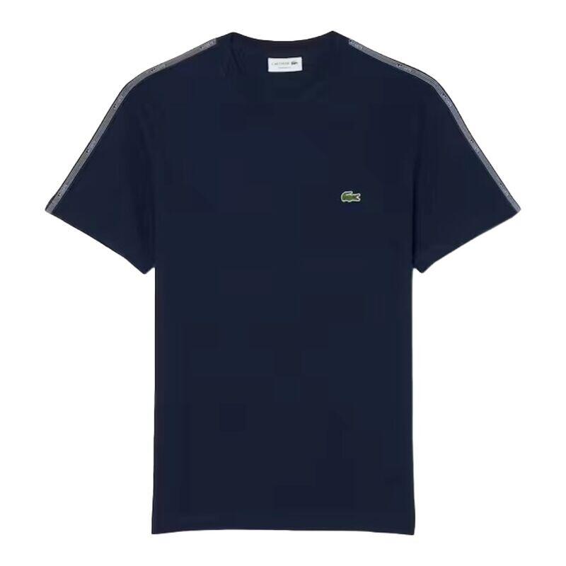 Camiseta Azul Marino Lacoste con Raya en la Manga de Estilo Casual y Deportivo 1/4