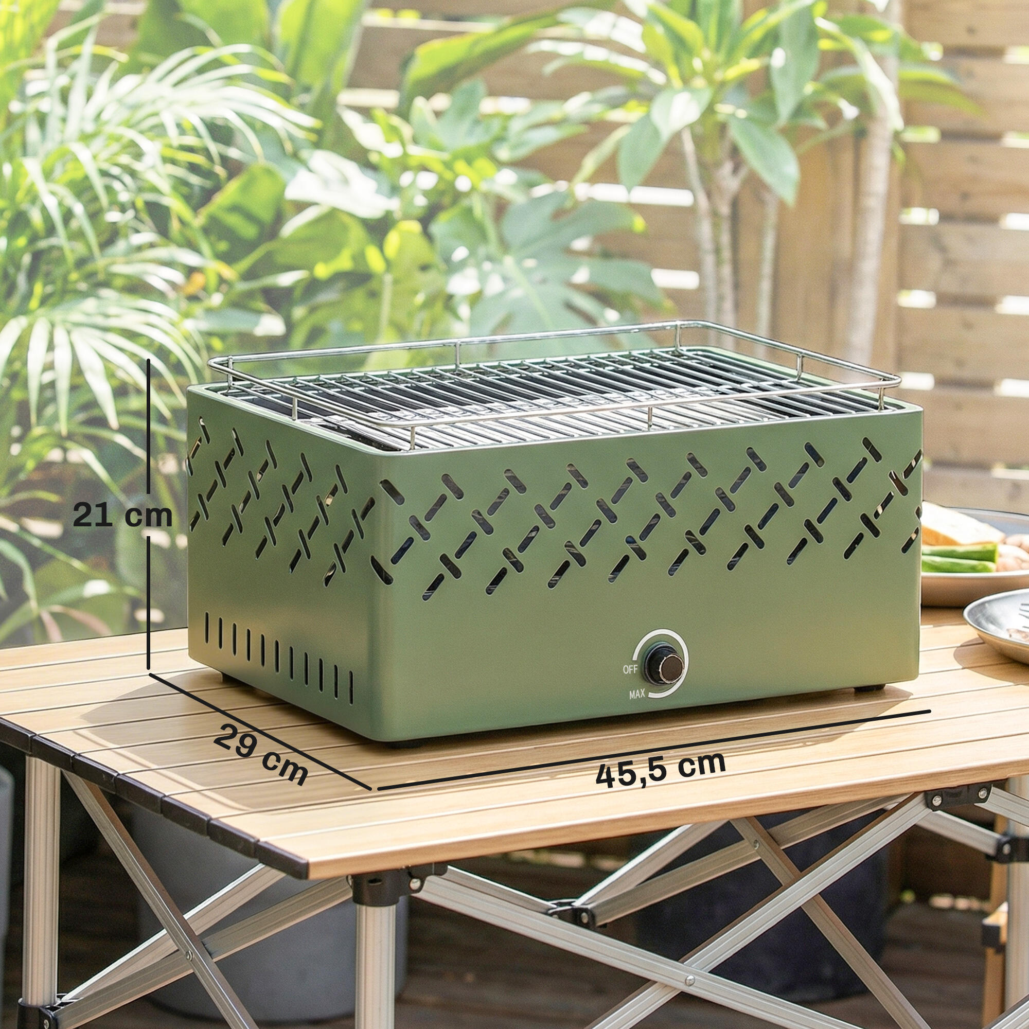Barbacoa de Carbón Outsunny 45.5x29x21 cm Verde 3/5
