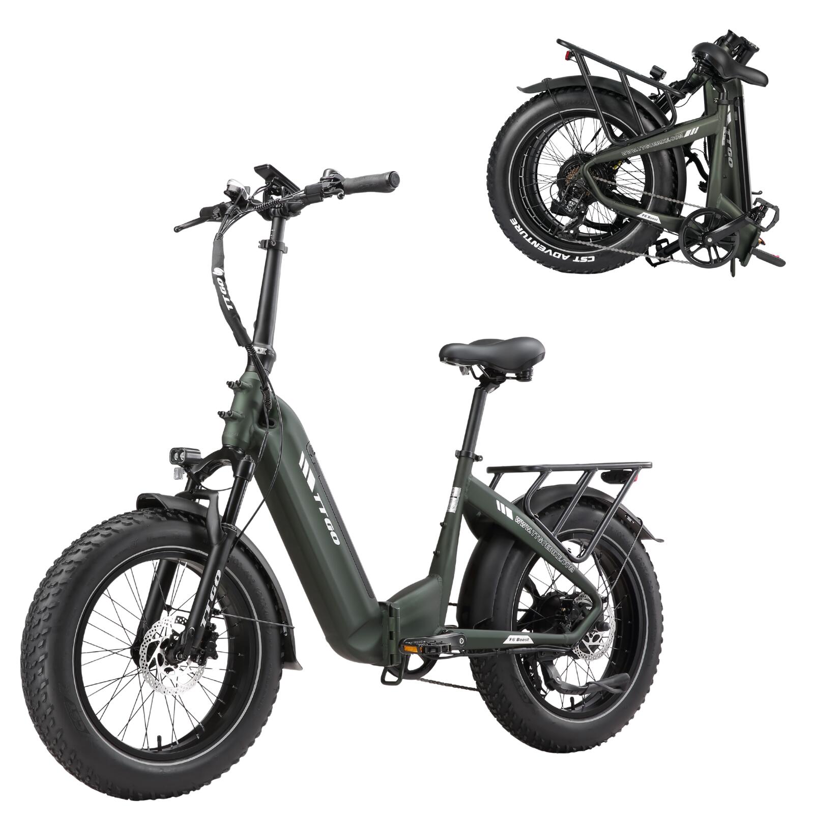 Bicicleta híbrida eléctrica llantas anchas deporte F6Boost larga autonomía verde 2/7