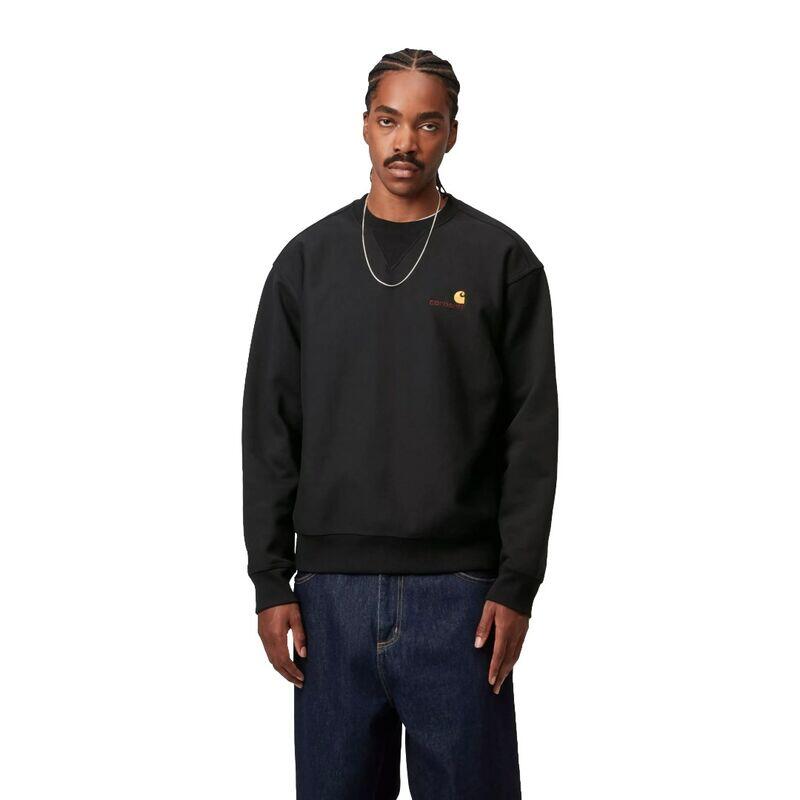 Sudadera Carhartt Negra American Script Sweatshirt Black Suave y Cálida 3/5